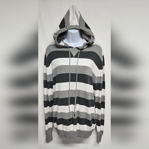 The Slope Cotton Hoodie Sweater Top Horizontal Stripes Long Sleeve